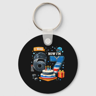 Hockey Seventh Birthday For Kids I Was 6 Now Im 7 Key Ring