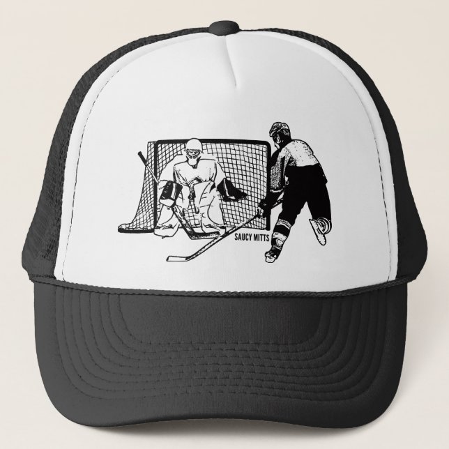 Hockey Shot on Net Trucker Hat (Front)