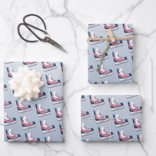 Hockey Skate 4th of July Wrapping Paper Sheet