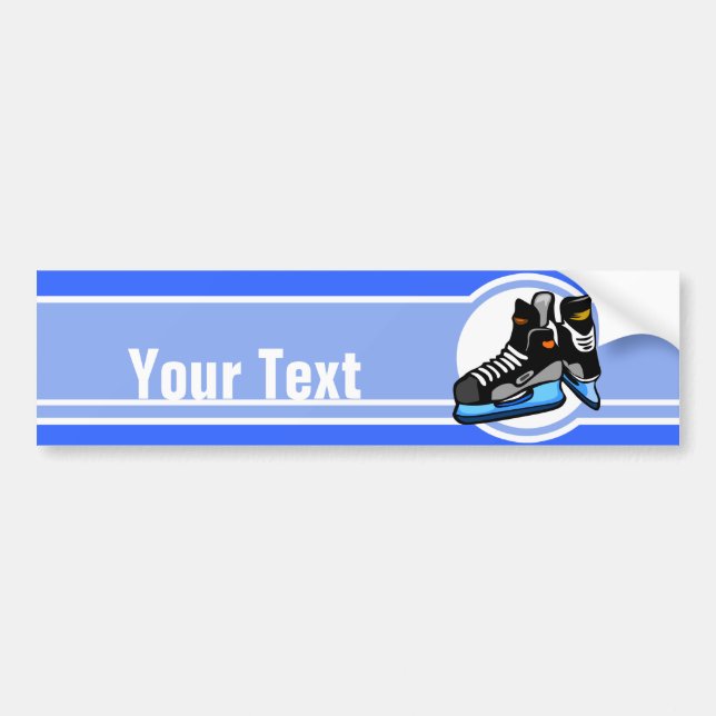Hockey Skates; Blue Bumper Sticker (Front)
