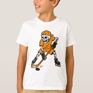 Hockey Skeleton Halloween Costume Boys Teens Girls T-Shirt