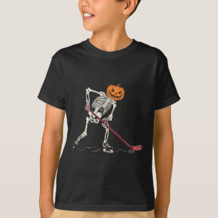 Hockey Skeleton Halloween Player Catcher Mens Boys T-Shirt