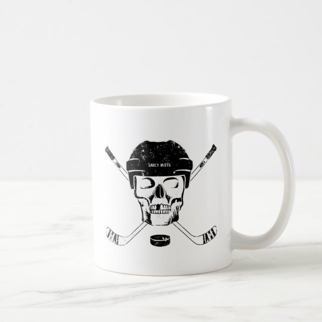 Hockey Skull and Sticks Coffee Mug (Right)