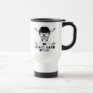 Hockey Skull Skate Hard or Else Travel Mug