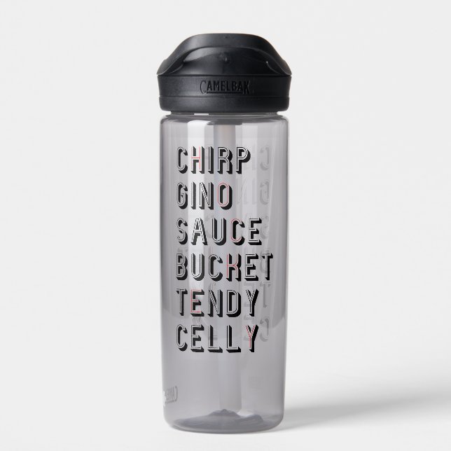 Hockey Slang - Chirp Gino Sauce Bucket Tendy Celly Water Bottle (Back)