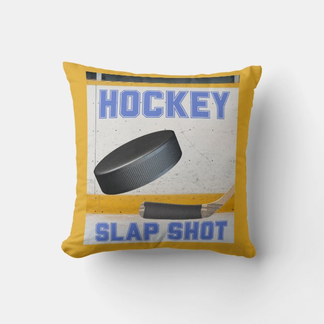 Hockey Slap Shot Throw Pillow (Front)