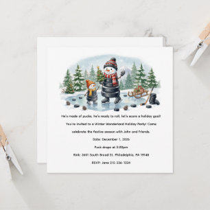 Hockey Snowman Party Theme Invitation