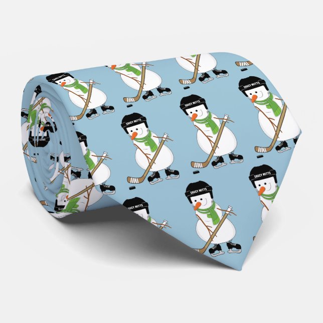 Hockey Snowman Player Tie (Rolled)
