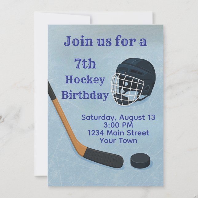 Hockey Sport Birthday Invitation (Front)