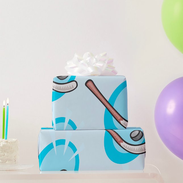 Hockey Sport Stick And Puck Wrapping Paper (Creator Uploaded)