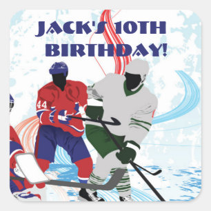 Hockey Sports Birthday Party Square Sticker