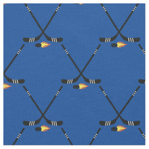 Hockey Sports Flaming Pucks Fabric