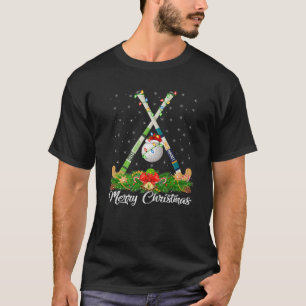 Hockey Sports Lover Matching Santa Hat Hockey Chri T-Shirt