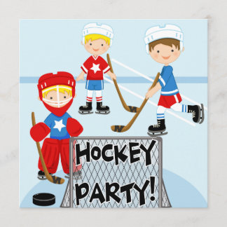 Hockey Sports Party Custom Birthday Invitations