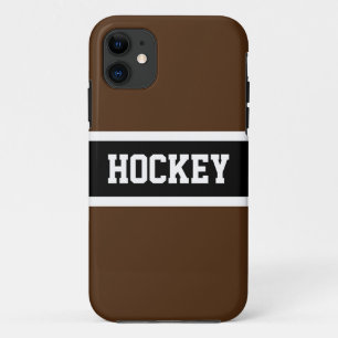 HOCKEY Sporty Dark Brown Black White Stripes Case-Mate iPhone Case