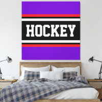 HOCKEY Sporty Purple Black Red White Stripes