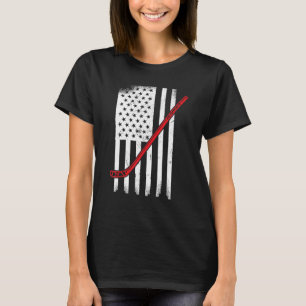 Hockey Stick US Flag Hockey USA Flag Ice Hockey T-Shirt