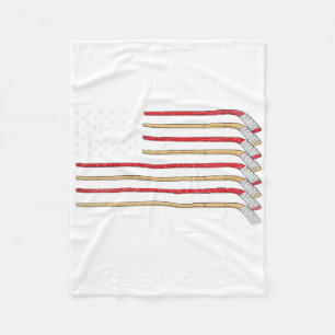 Hockey Stick Usa Flag Ice Hockey Boys Hockey Playe Fleece Blanket