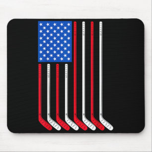 Hockey Stick Usa Flag Patriotic Player Ice Sport Mouse Pad