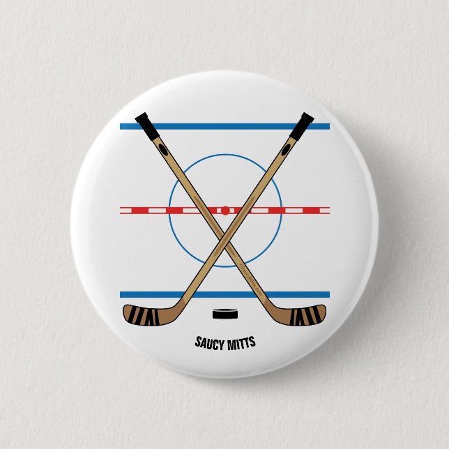 Hockey Sticks and Centre Ice Hockey Team Gift Idea 6 Cm Round Badge (Front)