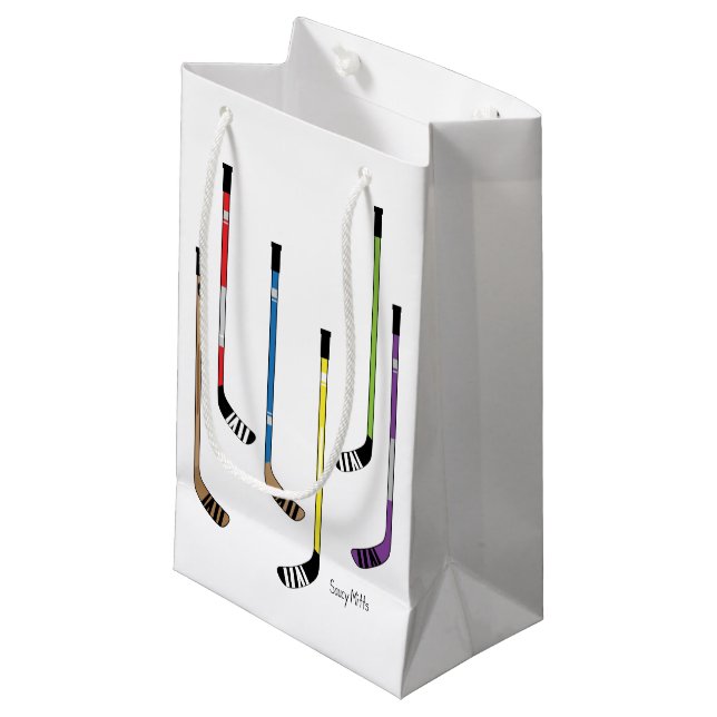 Hockey Sticks Colourful Small Gift Bag (Front Angled)