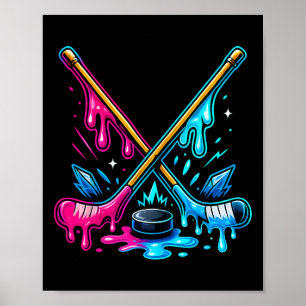 Hockey Sticks Ice Cream Drip Ice Hockey Dripping M Poster
