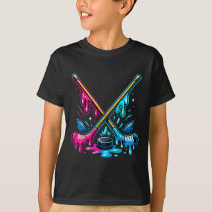 Hockey Sticks Ice Cream Drip Ice Hockey Dripping M T-Shirt