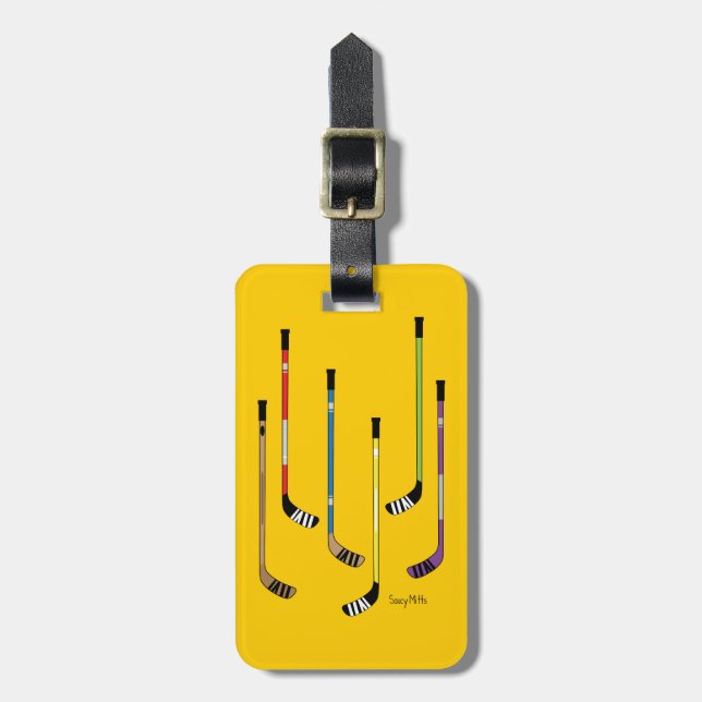 Hockey Sticks Luggage Tag (Front Vertical)