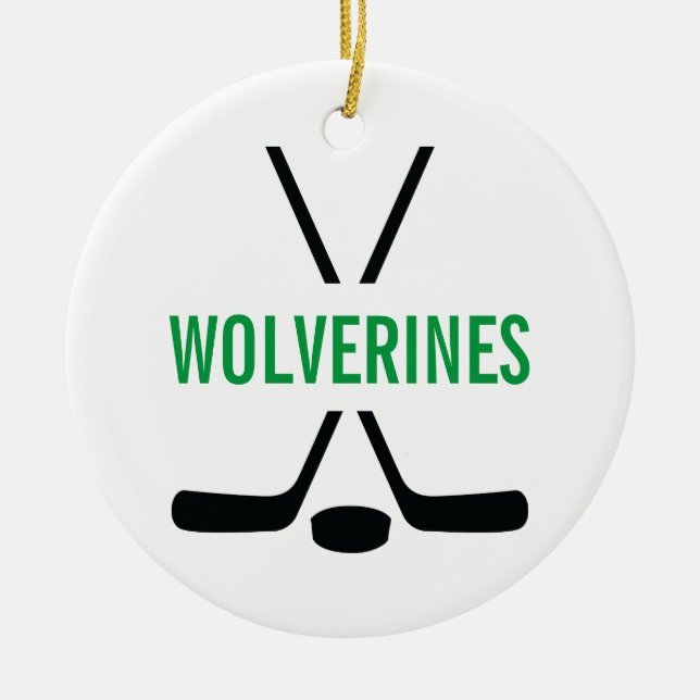 Hockey Sticks Personalised Ceramic Tree Decoration (Front)