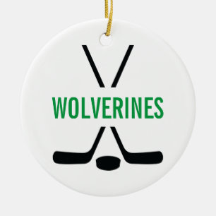 Hockey Sticks Personalized Ceramic Tree Decoration