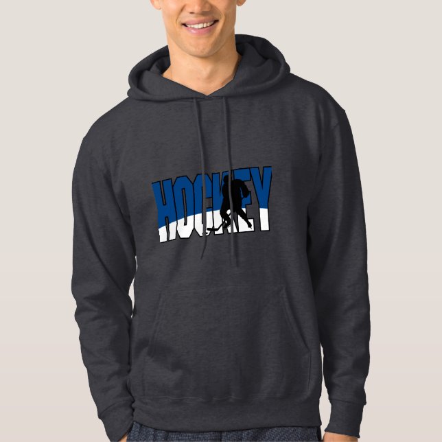 hockey text blue hoodie (Front)
