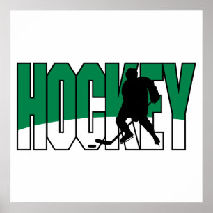 hockey text green poster