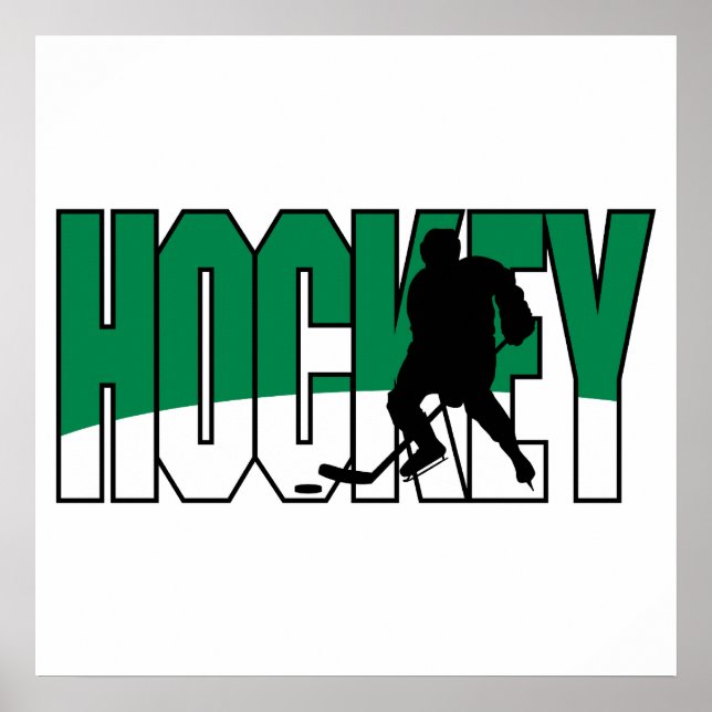 hockey text green poster (Front)
