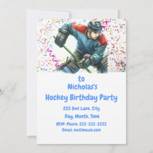 Hockey Themed Birthday Party Invitation