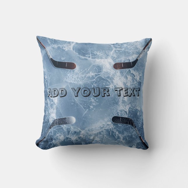 Hockey themed  Pillow – Personalised  Your Text (Front)