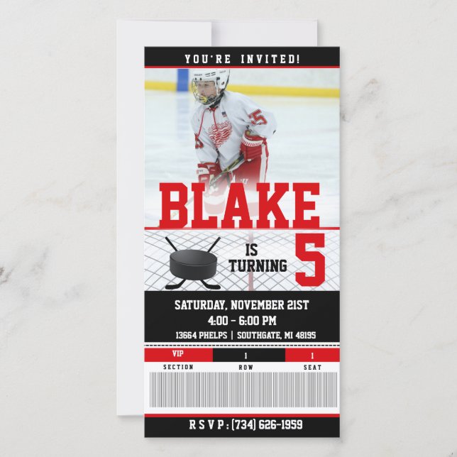 Hockey Ticket Invitation| BIRTHDAYS (Front)