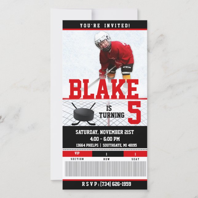 Hockey Ticket Invitation| BIRTHDAYS (Front)