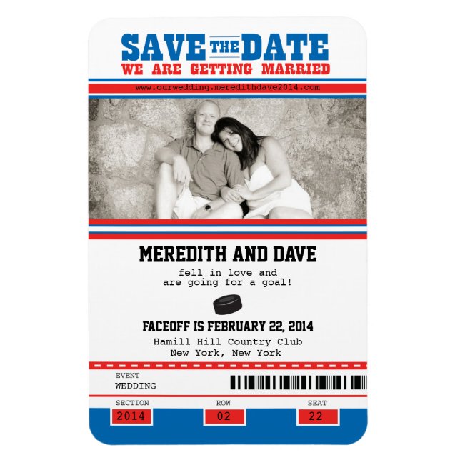 Hockey Ticket Photo Save the Date Magnet (Vertical)