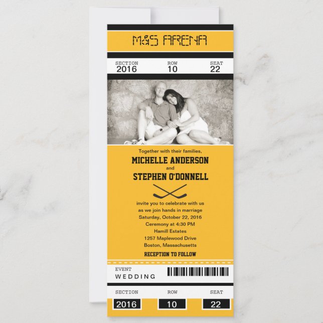 Hockey Ticket Wedding Invitation (Front)