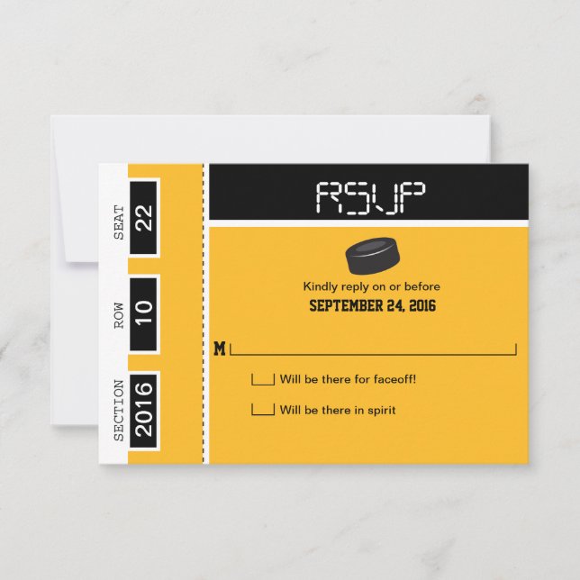 Hockey Ticket Wedding RSVP (Front)