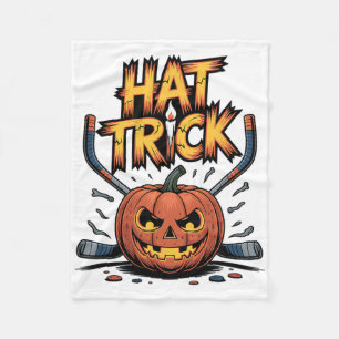 Hockey Trick Halloween Spooky Pumpkin Ice Hockey H Fleece Blanket