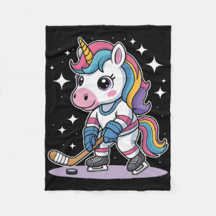 Hockey Unicorn Ice Hockey Cute Funny Girls Winter  Fleece Blanket