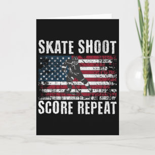 Hockey Usa American Flag Funny Fourth Of July Hock Card