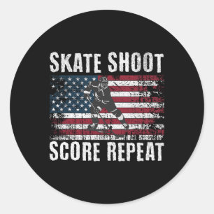 Hockey Usa American Flag Funny Fourth Of July Hock Classic Round Sticker