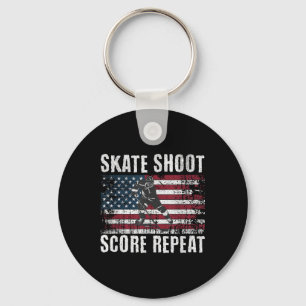 Hockey Usa American Flag Funny Fourth Of July Hock Key Ring