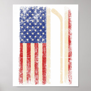 Hockey Usa American Flag Hockey Stick Ice Hockey D Poster