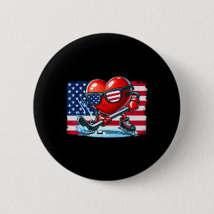 Hockey Valentines Day Valentine Us Flag Sungles Pa 6 Cm Round Badge