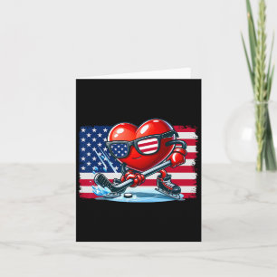 Hockey Valentines Day Valentine Us Flag Sungles Pa Card