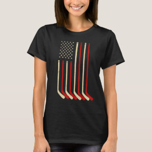 Hockey Vintage American USA Flag Ice Hockey Stick T-Shirt
