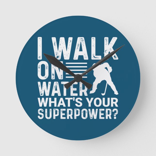 Hockey Walk on Water Round Clock (Front)
